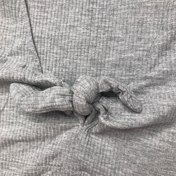 Garage Grey Ribbed Tie Knot Front Crop Top - Picture 3 of 4